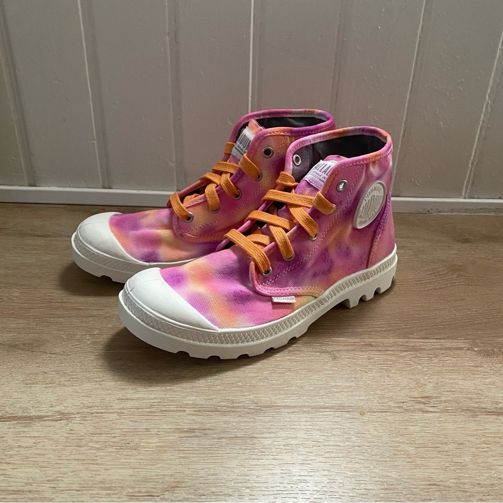 Palladium Pampa Hi Women’s 8 White Sole Custom Tie Dye Boots Festival Sneakers